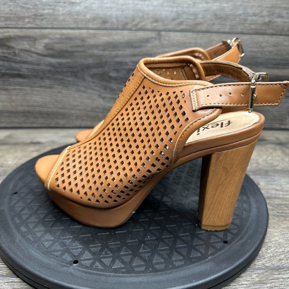 Flexi Heels Womens size 6.5 Tan Block Heel - Picture 3 of 8